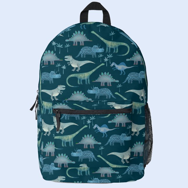 Sac À Dos Imprimé Motif Dinosaur (Dinosaur pattern backpack with Tyrannosaurus Rex, Diplodocus, Stegasaurus, Triceratops and Spinosaur)