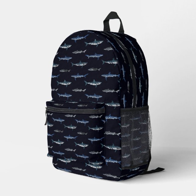 Sac À Dos Imprimé Motif d'invasion de requins (Coin arrière droit)