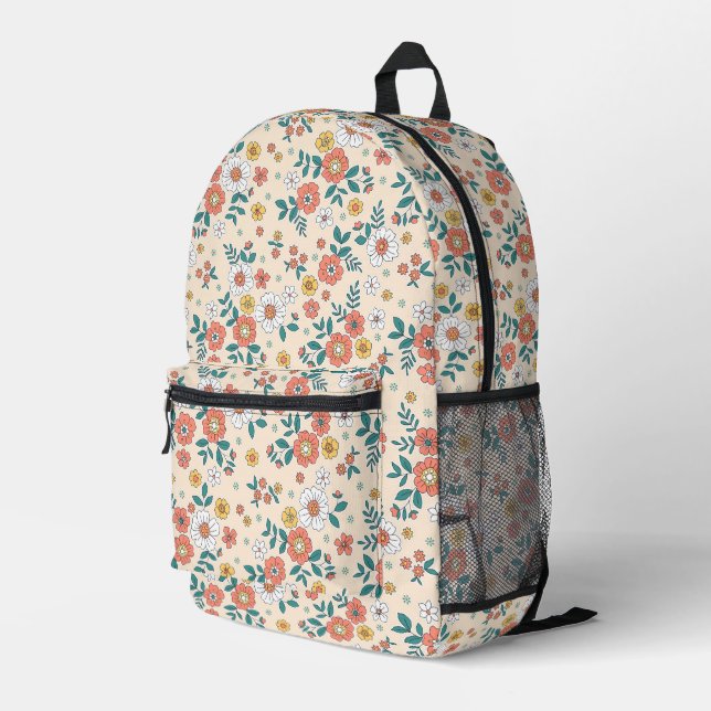 Sac À Dos Imprimé Motif du jardin de fleurs de corail (Coin arrière droit)