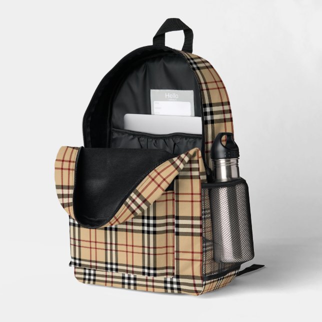Sac À Dos Imprimé Motif écossais de Tartan (Coin arrière droit (ouvert))