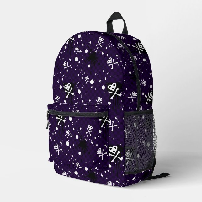 Sac À Dos Imprimé Motif Emo Couleur Foncé Avec Peinture (Coin arrière droit)