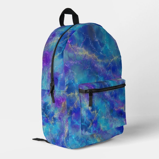 Sac À Dos Imprimé Motif En Marbre Bleu Et Violet (Coin arrière gauche)