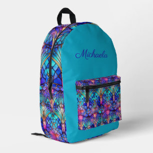 Sac À Dos Imprimé Motif en verre sur Turquoise - Personnalisé