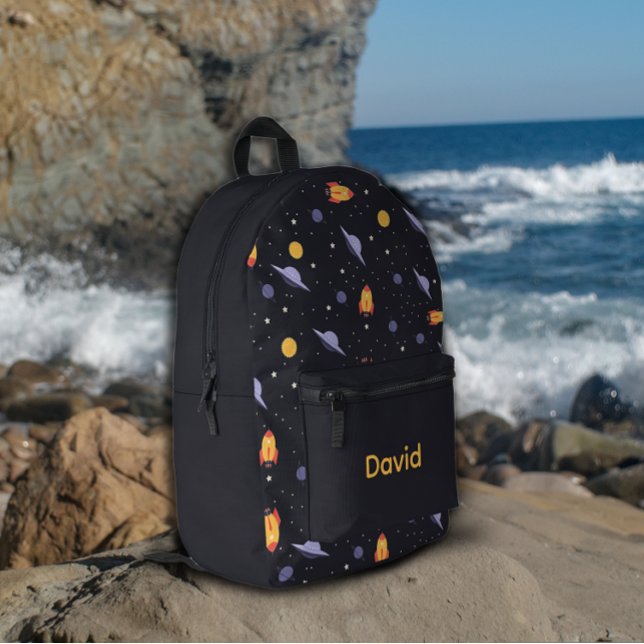 Sac À Dos Imprimé Motif espace lavande orange noir nom (Créateur téléchargé)