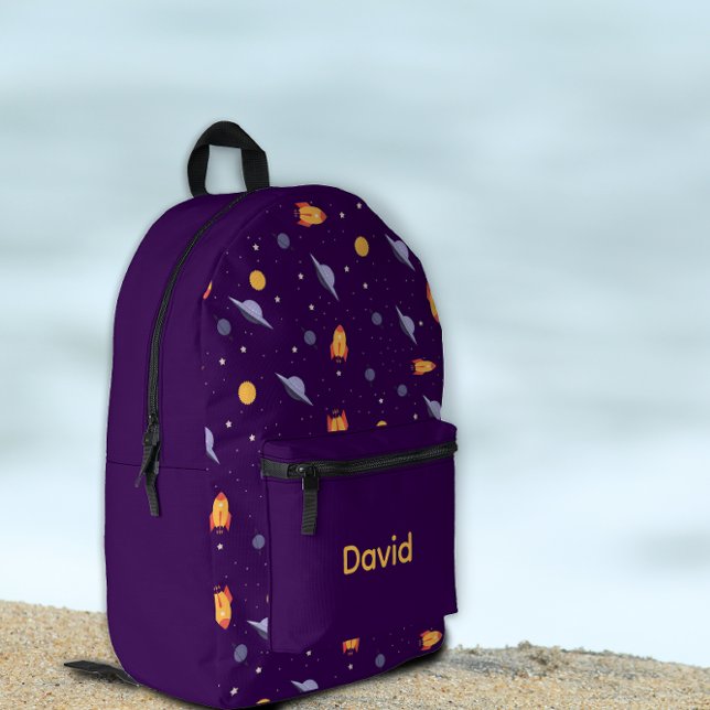 Sac À Dos Imprimé Motif espace lavande orange violet nom (Créateur téléchargé)