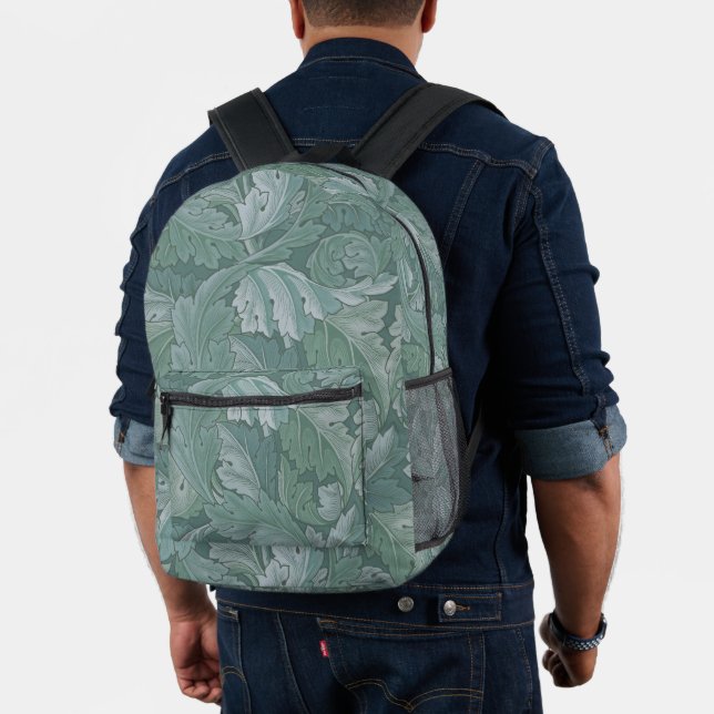 Sac À Dos Imprimé Motif feuille d'acanthe bleu sarcelle de William M (Insitu (Modèle))