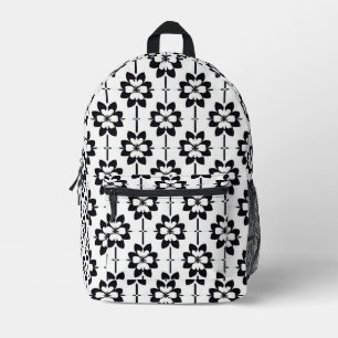 Sac À Dos Imprimé Motif floral abstrait noir et blanc