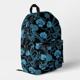 Sac À Dos Imprimé Motif floral antique noir sur bleu