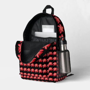 Sac À Dos Imprimé Motif floral aquarelle Fleur rouge sur fond noir