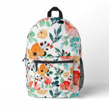Motif floral aquarelle vibrant orange bleu