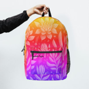 Sac À Dos Imprimé Motif floral de jardin zen dégradé arc-en-ciel ten