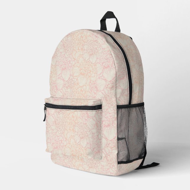 Sac À Dos Imprimé Motif floral de pivoine rose (Coin arrière droit)