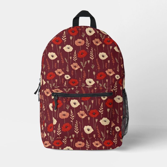 Sac À Dos Imprimé Motif floral du pavot (Recto)