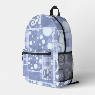 Sac À Dos Imprimé Motif floral en gingham bleu Crazy Quilt