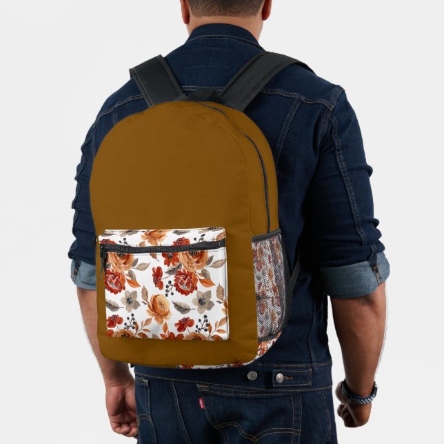 Sac À Dos Imprimé Motif floral marron aquarelle (Insitu (Modèle))