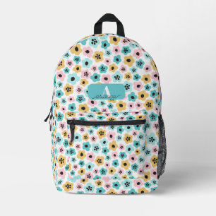 Sac À Dos Imprimé Motif Floral Pastel Rétro Fleurs Personnalisé