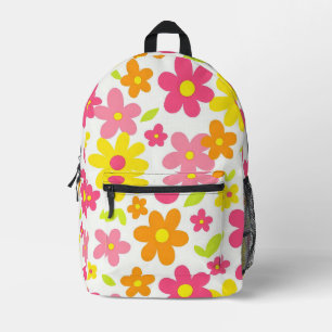 Sac À Dos Imprimé Motif floral rose et jaune rétro d'été lumineux
