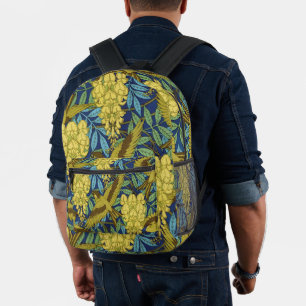 Sac À Dos Imprimé Motif floral vintage bleu marine et jaune