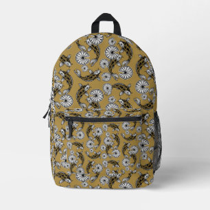 Sac À Dos Imprimé Motif folklorique de carpe dorée à l'indigo japona