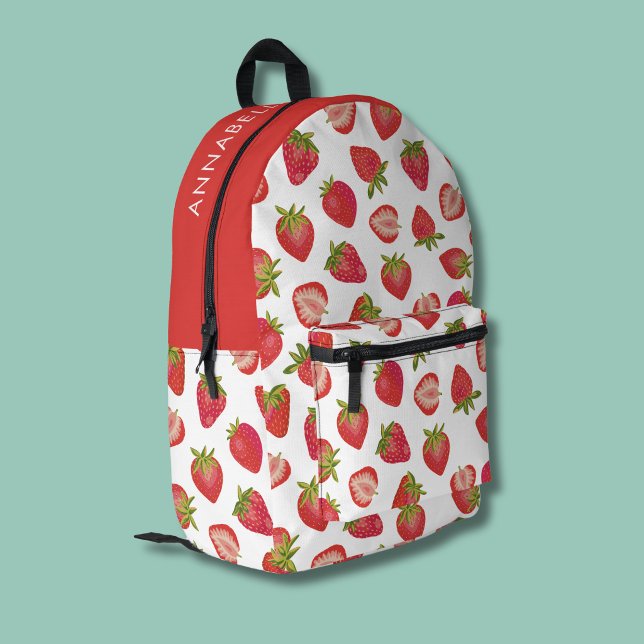 Sac À Dos Imprimé Motif fraise (Strawberry pattern personalzed name backpack)