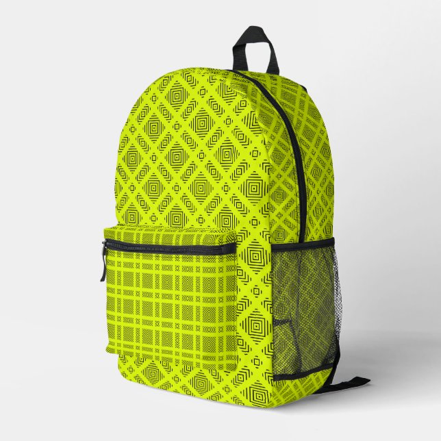 Sac À Dos Imprimé Motif géométrique jaune citron (Coin arrière droit)
