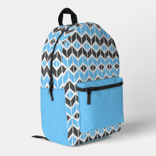 Sac À Dos Imprimé Motif géométrique moderne Blue Grey Herringbone