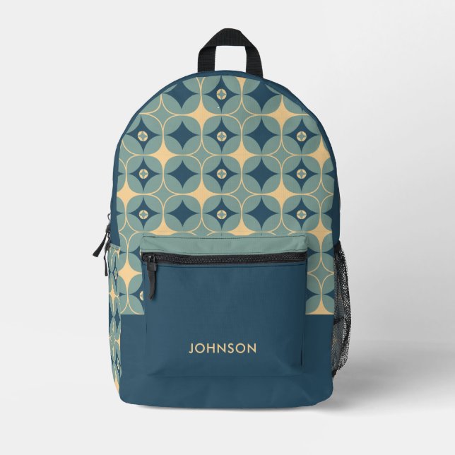 Sac À Dos Imprimé Motif géométrique moderne minimaliste bleu (Recto)
