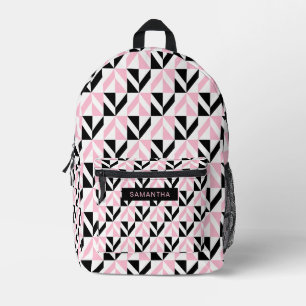 Sac À Dos Imprimé Motif géométrique noir, blanc et rose