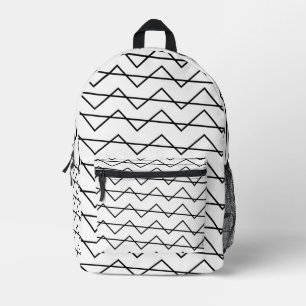 Sac À Dos Imprimé Motif géométrique noir et blanc Chevron