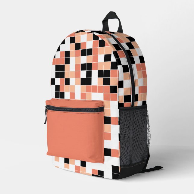 Sac À Dos Imprimé Motif géométrique Saumon de pêche moderne (Coin arrière droit)