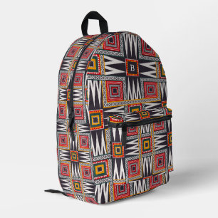 Sac À Dos Imprimé Motif géométrique tribal africain, monogramme