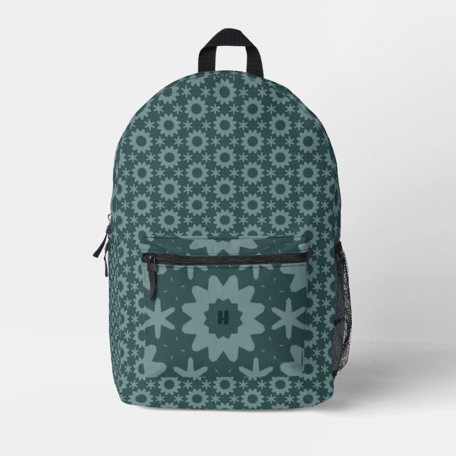 Sac À Dos Imprimé motif géométrique turquoise mignon (Recto)