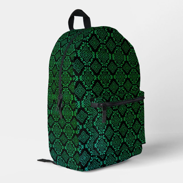 Sac À Dos Imprimé Motif géométrique vert / Impression indienne (Coin arrière gauche)