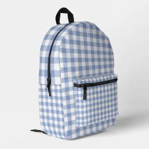 Sac À Dos Imprimé Motif Gingham Bleu Clair Imprimé Carreaux Classiqu