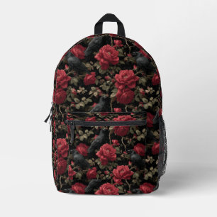 Sac À Dos Imprimé Motif gothique avec roses rouges et corbeaux
