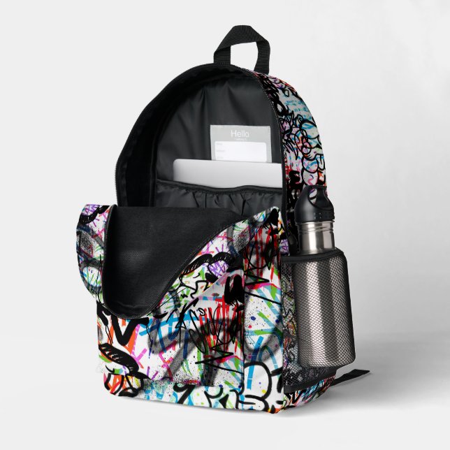 Sac À Dos Imprimé Motif Graffiti (Coin arrière droit (ouvert))