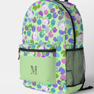 Sac À Dos Imprimé Motif Grenouilles Vertes Monogramme Personnalisé