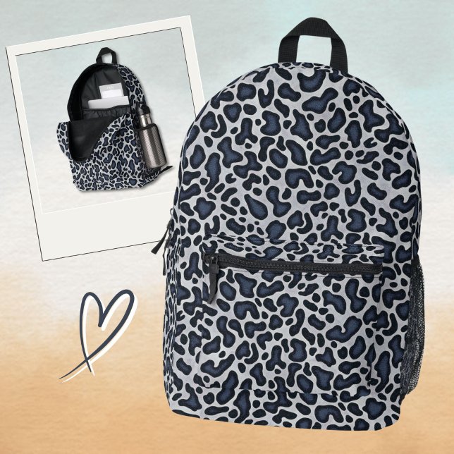 Sac À Dos Imprimé Motif gris bleu denim peau de léopard -  (Créateur téléchargé)