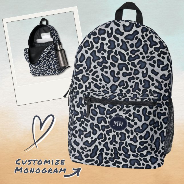 Sac À Dos Imprimé Motif gris bleu denim peau de léopard -  Ba imprim (Créateur téléchargé)