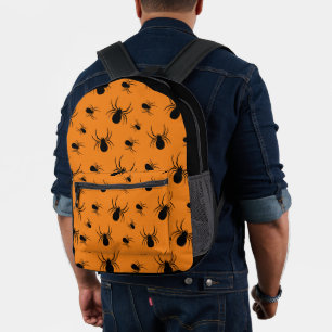 Sac À Dos Imprimé Motif Halloween araignées Noir et Orange