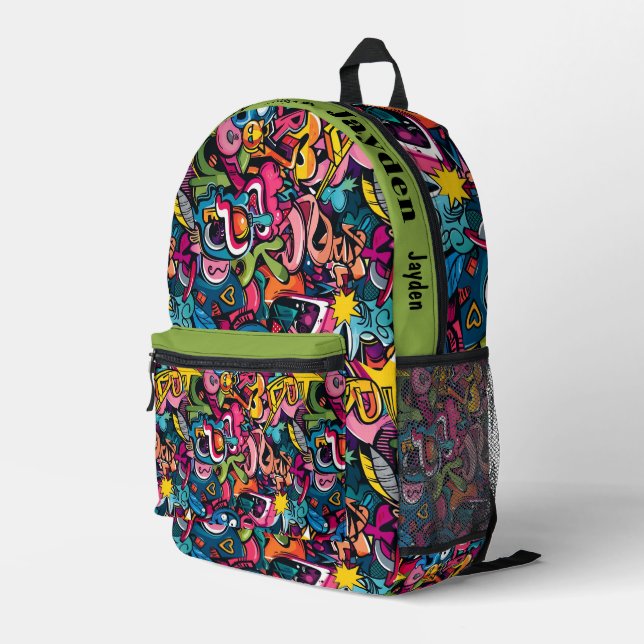 Sac À Dos Imprimé Motif hip hop Graffiti (Coin arrière droit)