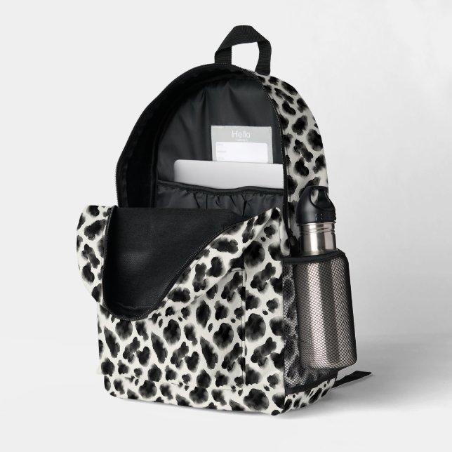 Sac À Dos Imprimé Motif imprimé vache noir et blanc (Coin arrière droit (ouvert))