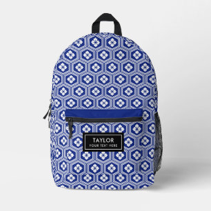 Sac À Dos Imprimé Motif Japonais Kikko Bleu