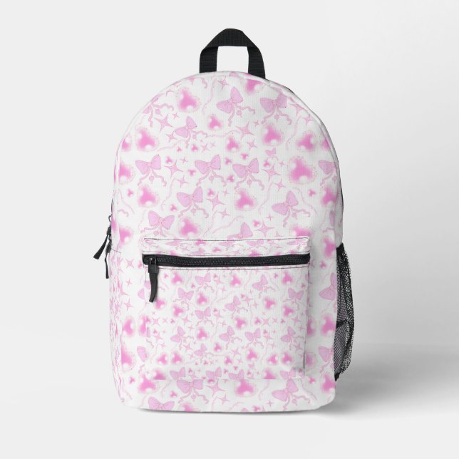 Sac À Dos Imprimé Motif Kawaii Coeurs et rubans (Recto)