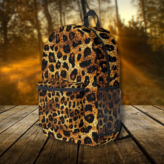 Sac À Dos Imprimé Motif Léopard Marron Doré Pailleté Luxe (Créateur téléchargé)