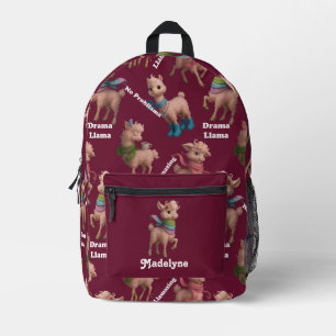 Sac À Dos Imprimé Motif Llama rose perzonalisé