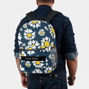 Sac À Dos Imprimé Motif Marguerite, Marguerites Blanches, Votre Nom