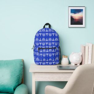 Sac À Dos Imprimé Motif méditerranéen grec Arabesque bleu