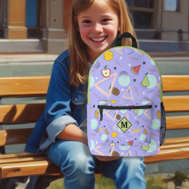 Sac À Dos Imprimé Motif Memphis Violet Fruit  (Créateur téléchargé)