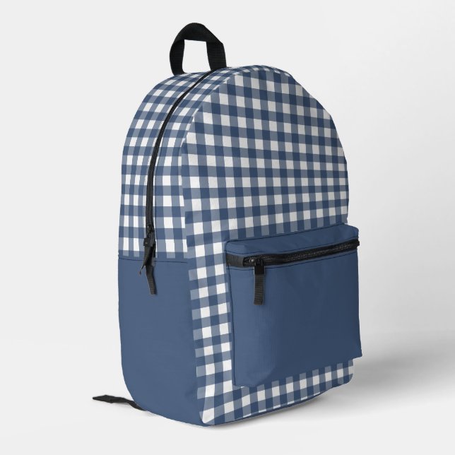 Sac À Dos Imprimé Motif minimal bleu marine et blanc (Coin arrière gauche)